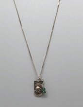 Load image into Gallery viewer, Original Sterling Silver Shell Necklace w/Green Tourmaline Rondelle Dangles
