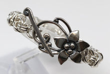 Load image into Gallery viewer, Original Sterling Silver Byzantine Bracelet w/Floral Toggle Clasp

