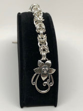 Load image into Gallery viewer, Original Sterling Silver Byzantine Bracelet w/Floral Toggle Clasp

