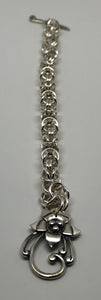 Original Sterling Silver Byzantine Bracelet w/Floral Toggle Clasp