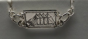 Redesigned Sterling Silver Sailing Ship Bracelet ( Coastal Schooner )
