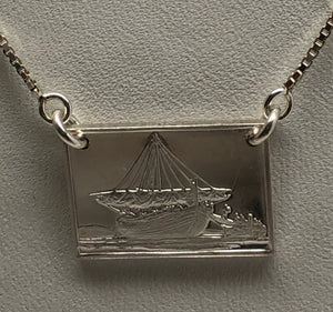 Redesigned Sterling Silver Necklace w/Sailing Ship Motif (Phoenician Trading Ship)