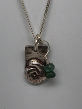 Load image into Gallery viewer, Original Sterling Silver Shell Necklace w/Green Tourmaline Rondelle Dangles
