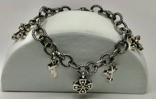 Load image into Gallery viewer, Fabulous Find Cross Charm Bracelet Sterling with 18K Accents signed Ann King
