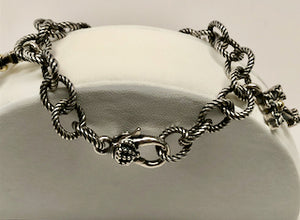 Fabulous Find Cross Charm Bracelet Sterling with 18K Accents signed Ann King