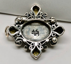 Fabulous Find Necklace / Pin Sterling Silver Onyx and 18K Accents signed Ann King