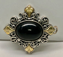 Load image into Gallery viewer, Fabulous Find Necklace / Pin Sterling Silver Onyx and 18K Accents signed Ann King
